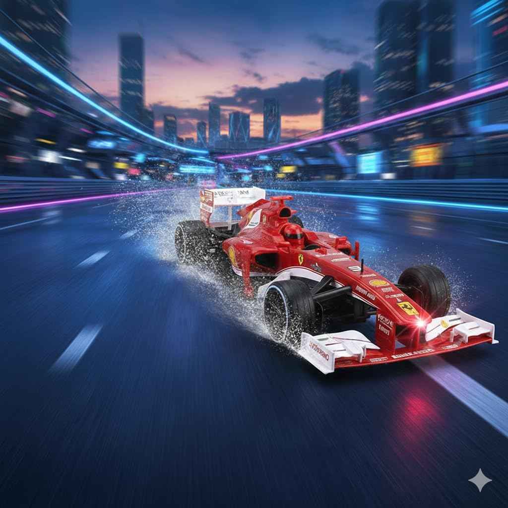 Rechargeable Remote Control Ferrari F1 Car with 2.4GHz Frequency Rechargeable via USB Cable (Included) for eco-Friendly Play for Kids Aged 6 Years and Above
