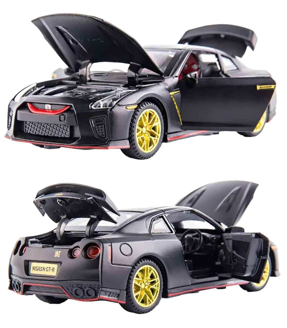 Black 1:32 GTRR R35 Die-Cast Alloy Sports Car Model with Pull-Back Action