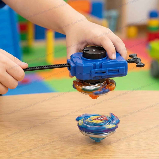 Battling Top Burst Gyro Toy Blade Battle Set with 2 Spinning Tops, 1 Launchers 1 Rapicords, Portable Storage Box