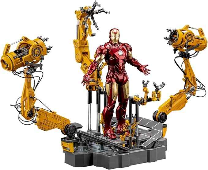 ZD Toys Collectible Figure Full Set: Iron Man Hero Mark IV with Suit-up Gantry, 1:10 Scale Miniature Action Figurine CJTMK4