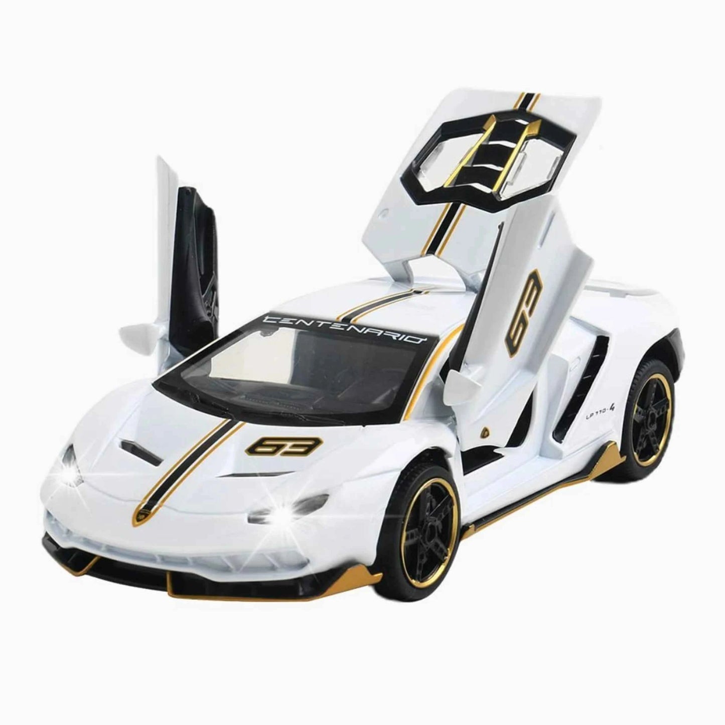 Lamborghini LP770-4 Sport Car Model Car 1:32 Exclusive Alloy Metal Pull Back Die-cast Metal Pullback Toy car with Openable Doors & Light