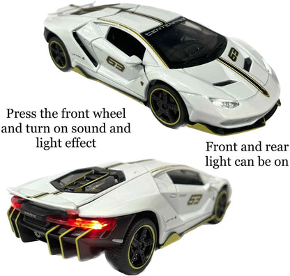 Lamborghini LP770-4 Sport Car Model Car 1:32 Exclusive Alloy Metal Pull Back Die-cast Metal Pullback Toy car with Openable Doors & Light