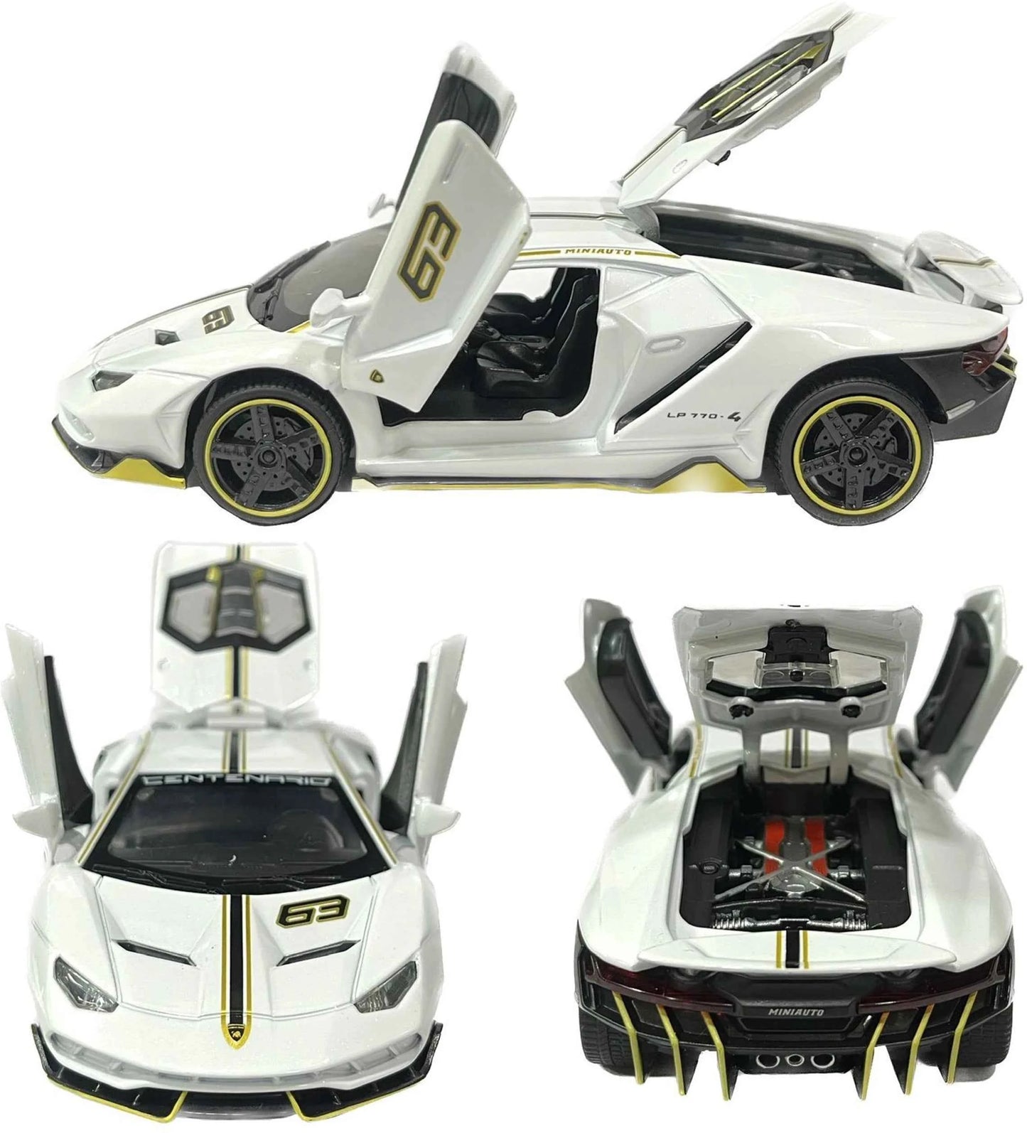 Lamborghini LP770-4 Sport Car Model Car 1:32 Exclusive Alloy Metal Pull Back Die-cast Metal Pullback Toy car with Openable Doors & Light