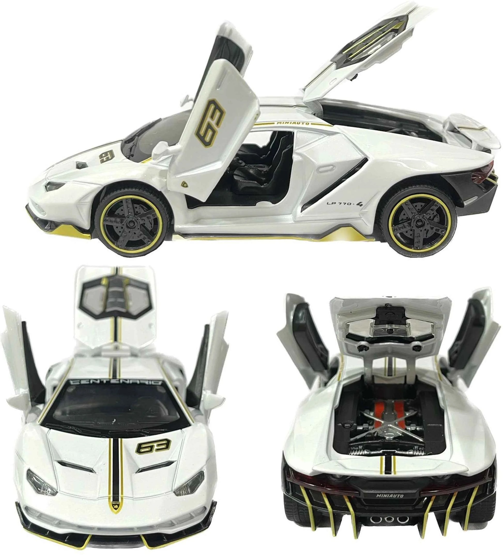 Lamborghini LP770-4 Sport Car Model Car 1:32 Exclusive Alloy Metal Pull Back Die-cast Metal Pullback Toy car with Openable Doors & Light