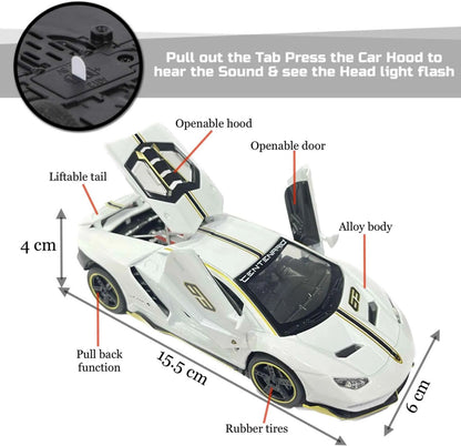 Lamborghini LP770-4 Sport Car Model Car 1:32 Exclusive Alloy Metal Pull Back Die-cast Metal Pullback Toy car with Openable Doors & Light