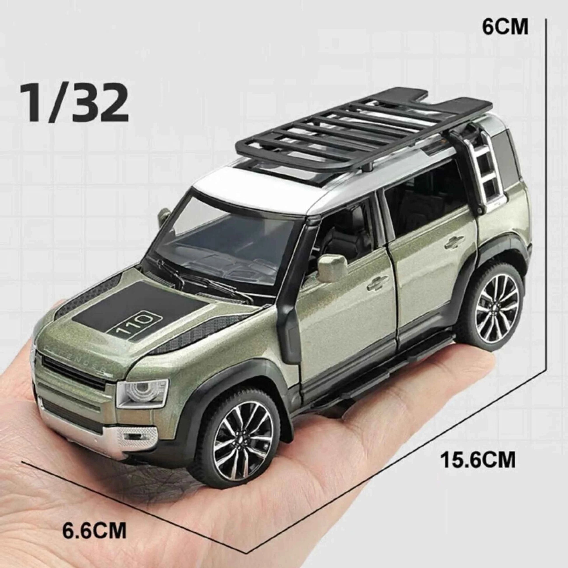 Exclusive Alloy Metal Pull Back Diecast Car 1:32 Range Rover Defender Metal Toy car (Green, Pack of: 1)