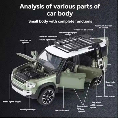 Exclusive Alloy Metal Pull Back Diecast Car 1:32 Range Rover Defender Metal Toy car (Green, Pack of: 1)