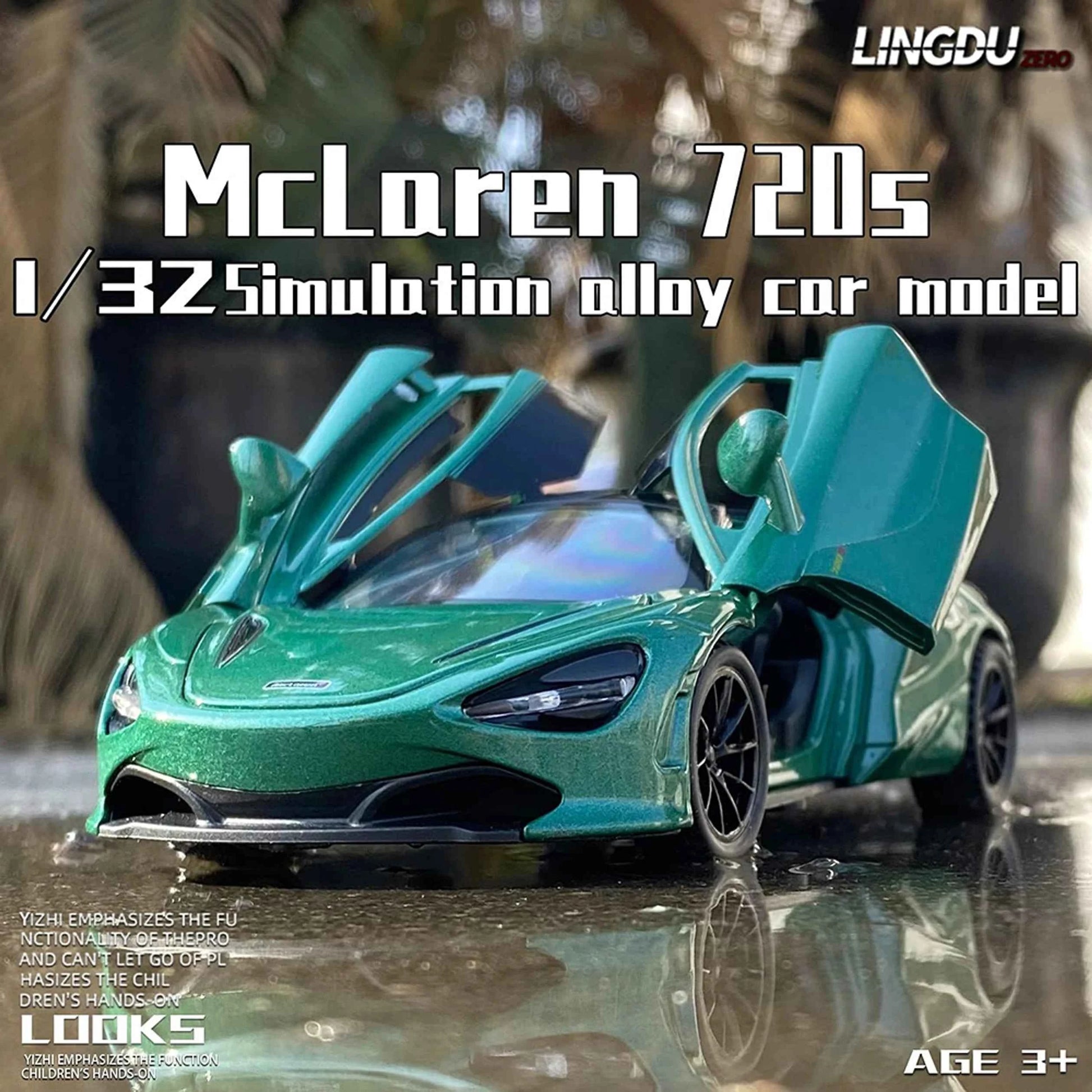 Exclusive Alloy Metal Pull Back Diecast Car 1:32 McLaren 720 Metal Toy car (Green, Pack of: 1)