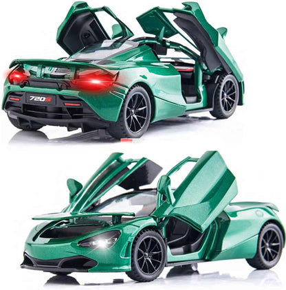 Exclusive Alloy Metal Pull Back Diecast Car 1:32 McLaren 720 Metal Toy car (Green, Pack of: 1)