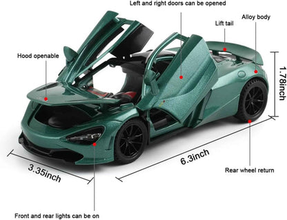 Exclusive Alloy Metal Pull Back Diecast Car 1:32 McLaren 720 Metal Toy car (Green, Pack of: 1)