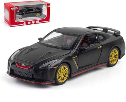 Black 1:32 GTRR R35 Die-Cast Alloy Sports Car Model with Pull-Back Action
