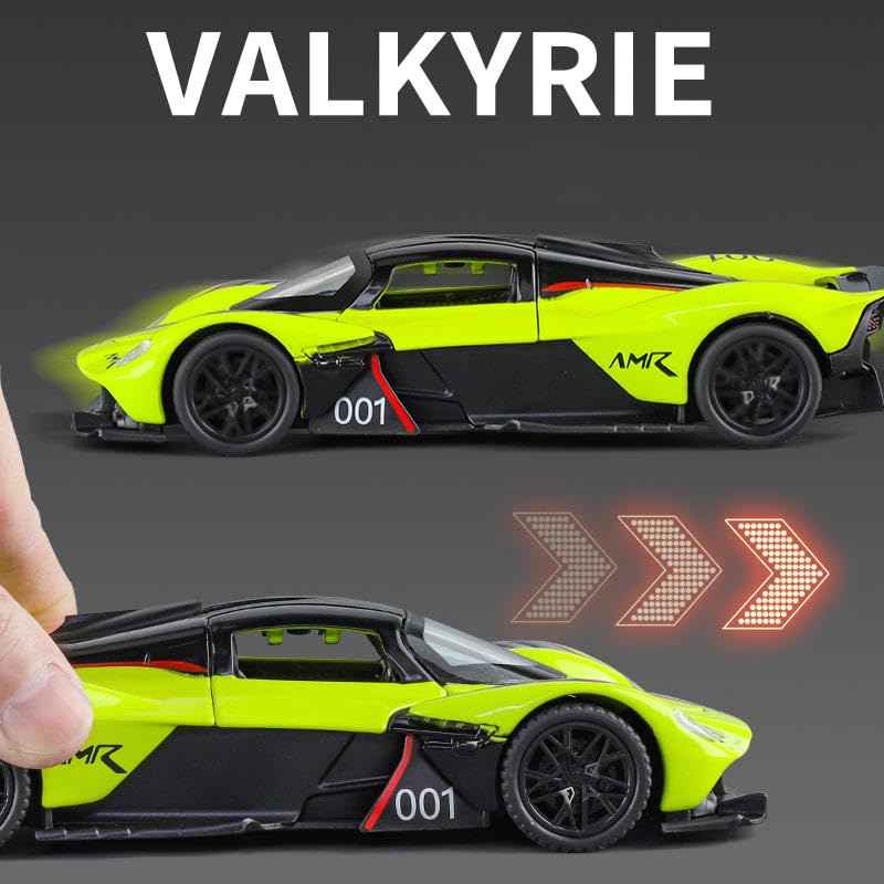 1:32 Scale Green Aston Martin Valkrie Die-Cast Metal Car with Sport car Openable Doors
