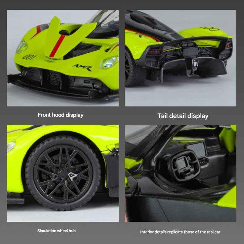 1:32 Scale Green Aston Martin Valkrie Die-Cast Metal Car with Sport car Openable Doors