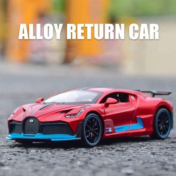 Bugatti Divo Red 1:32 Exclusive Alloy Metal Pull Back Die-cast Car Diecast Metal Pullback Toy car with Openable Doors & Light