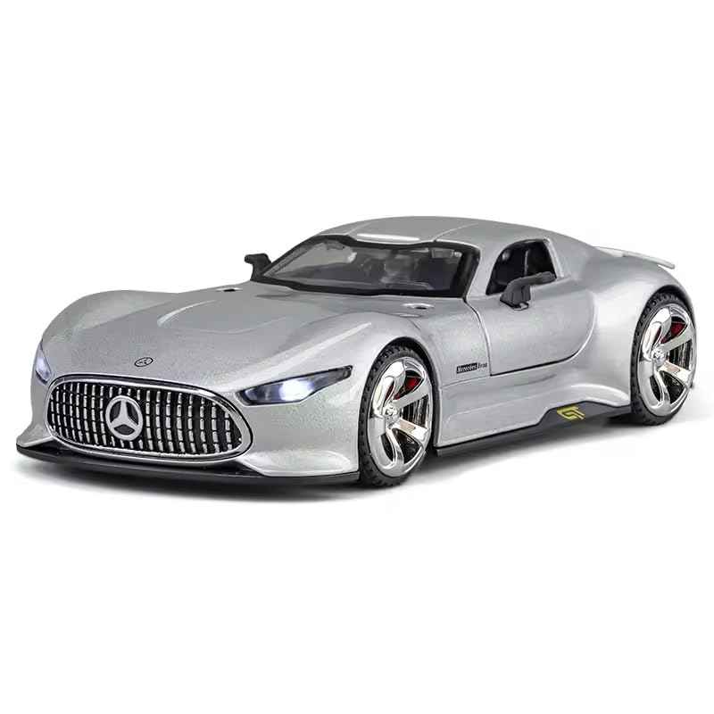 Silver Mercedes Benz AMG Vision GT Supercar Alloy 1:32 Scale Model Die-cast Metal Car Scale Model Pull-Back Toy car with Light & Sound
