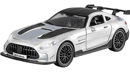 1:32 Die-Cast AMG-GT3S White Model Sports Car Model with Pull-Back Action | Alloy Metal Racing Toy with Openable Doors & Hood, Rear Spoiler
