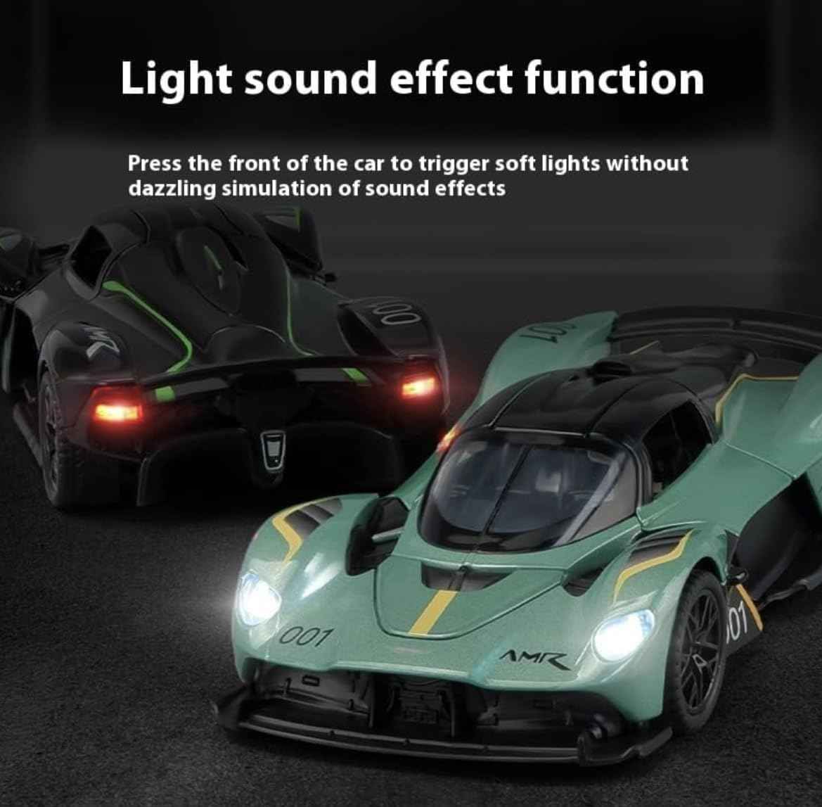 1:32 Aston Martin Valkyrie Diecast Car Model- Metallic Green