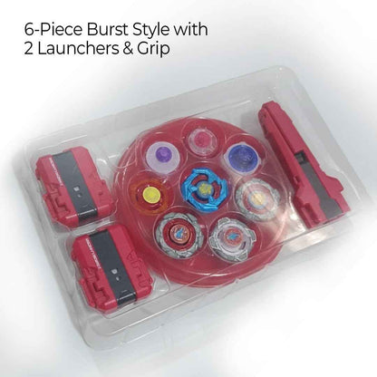 Top Metal Gyro Blade Battle Set with 4 Type Variation Metal Beys, 3 Launchers and Battle Ground
