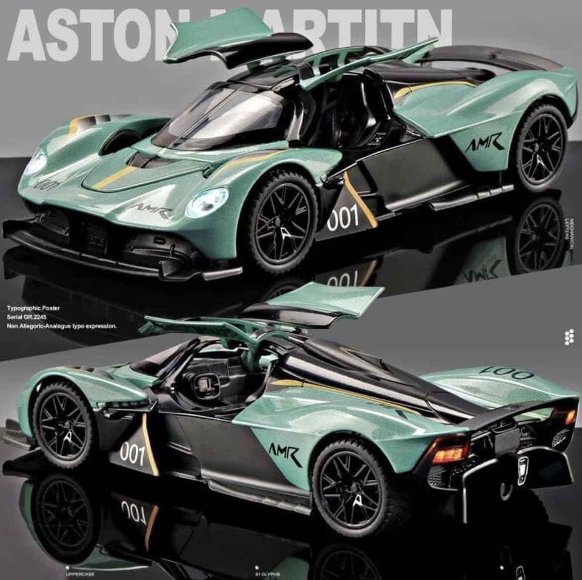 1:32 Aston Martin Valkyrie Diecast Car Model- Metallic Green