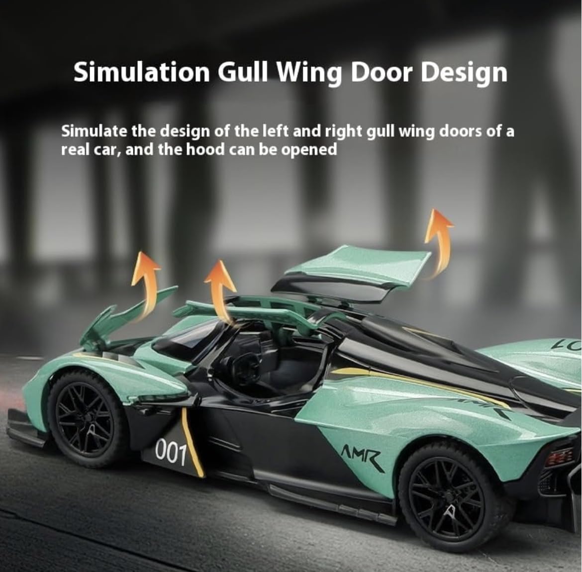 1:32 Aston Martin Valkyrie Diecast Car Model- Metallic Green - Noob Toys