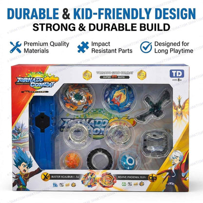Battling Top Burst Gyro Toy Blade Battle Set with 2 Spinning Tops, 1 Launchers 1 Rapicords, Portable Storage Box