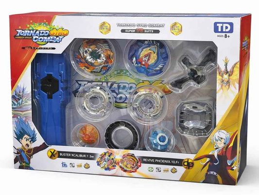 Battling Top Burst Gyro Toy Blade Battle Set with 2 Spinning Tops, 1 Launchers 1 Rapicords, Portable Storage Box