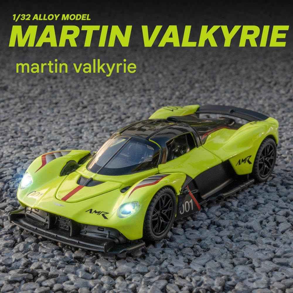 1:32 Scale Green Aston Martin Valkrie Die-Cast Metal Car with Sport car Openable Doors