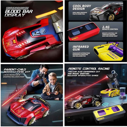 2 Player Infrared Battle RC Car Toy with Dual Remotes, Shoot & Knock Down Racing Game, Time Bound Dodge & Target Action