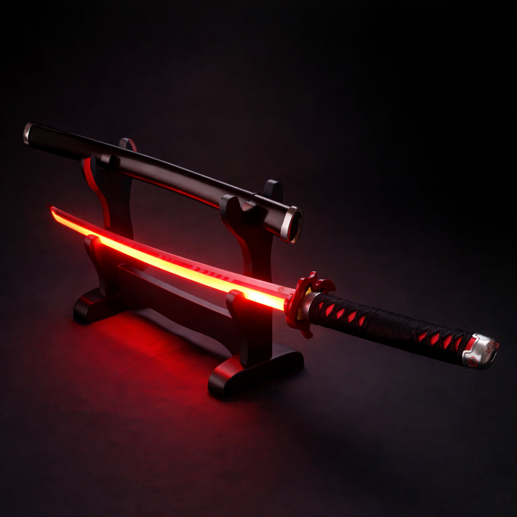 Demon Slayer Anime Tanjiro LED Wooden Katana Anime Sword for Cosplay, Display & Training | Elegant Gift for Fans, Kids, Teens & Collectors - Noob Toys