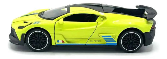 Bugatti Divo Yellow 1:32 Exclusive Alloy Metal Pull Back Die-cast Car Diecast Metal Pullback Toy car with Openable Doors & Light