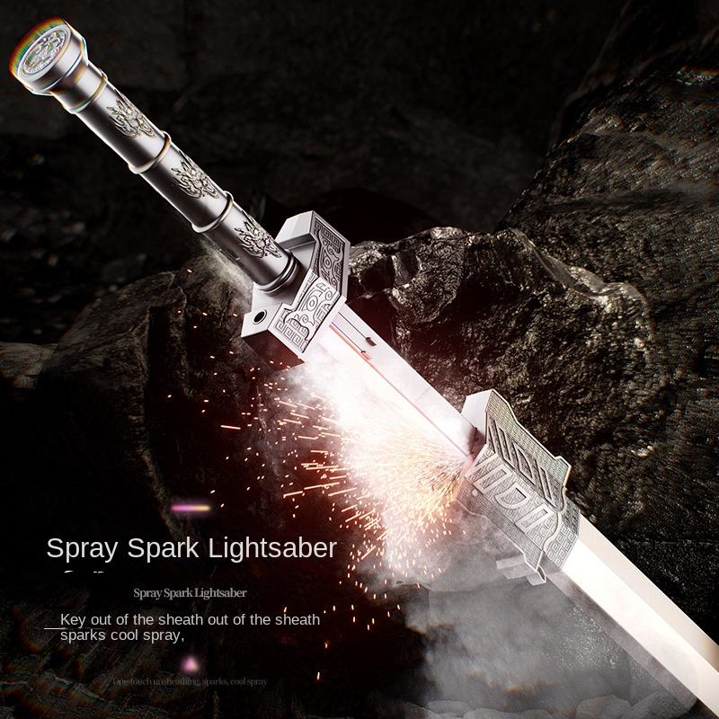 LED Samurai Katana Sword with Sound, Light & Spark Effects, One-Button Action, Fantasy Cosplay Sword for Teens - Noob Toys