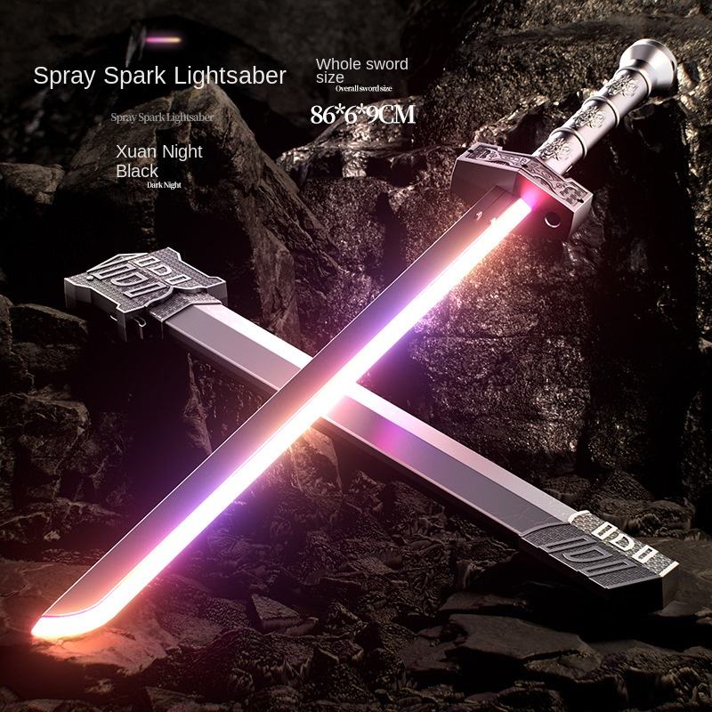 LED Samurai Katana Sword with Sound, Light & Spark Effects, One-Button Action, Fantasy Cosplay Sword for Teens - Noob Toys