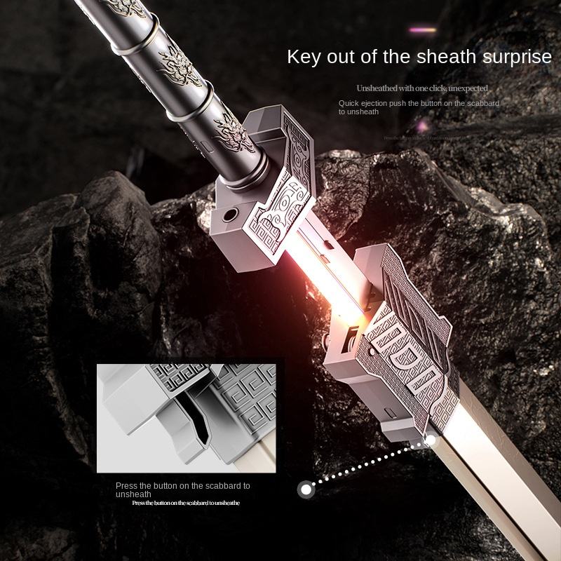 LED Samurai Katana Sword with Sound, Light & Spark Effects, One-Button Action, Fantasy Cosplay Sword for Teens - Noob Toys