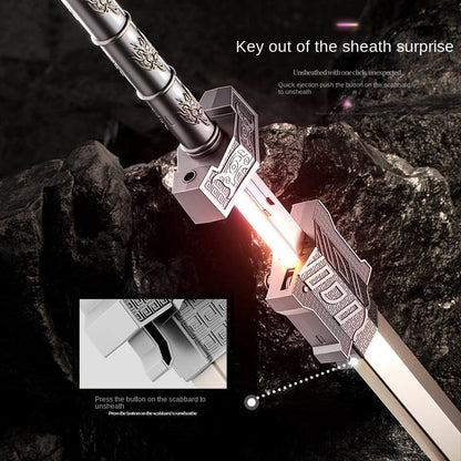 LED Samurai Katana Sword with Sound, Light & Spark Effects, One-Button Action, Fantasy Cosplay Sword for Teens - Noob Toys