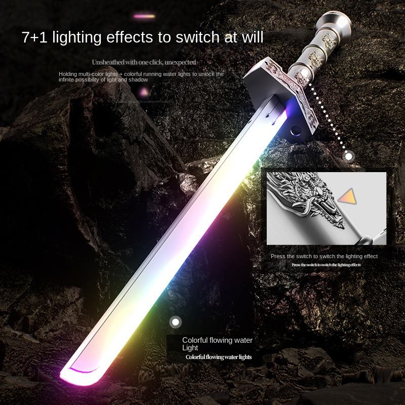 LED Samurai Katana Sword with Sound, Light & Spark Effects, One-Button Action, Fantasy Cosplay Sword for Teens - Noob Toys