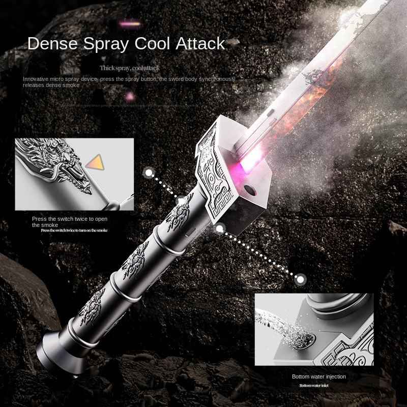 LED Samurai Katana Sword with Sound, Light & Spark Effects, One-Button Action, Fantasy Cosplay Sword for Teens