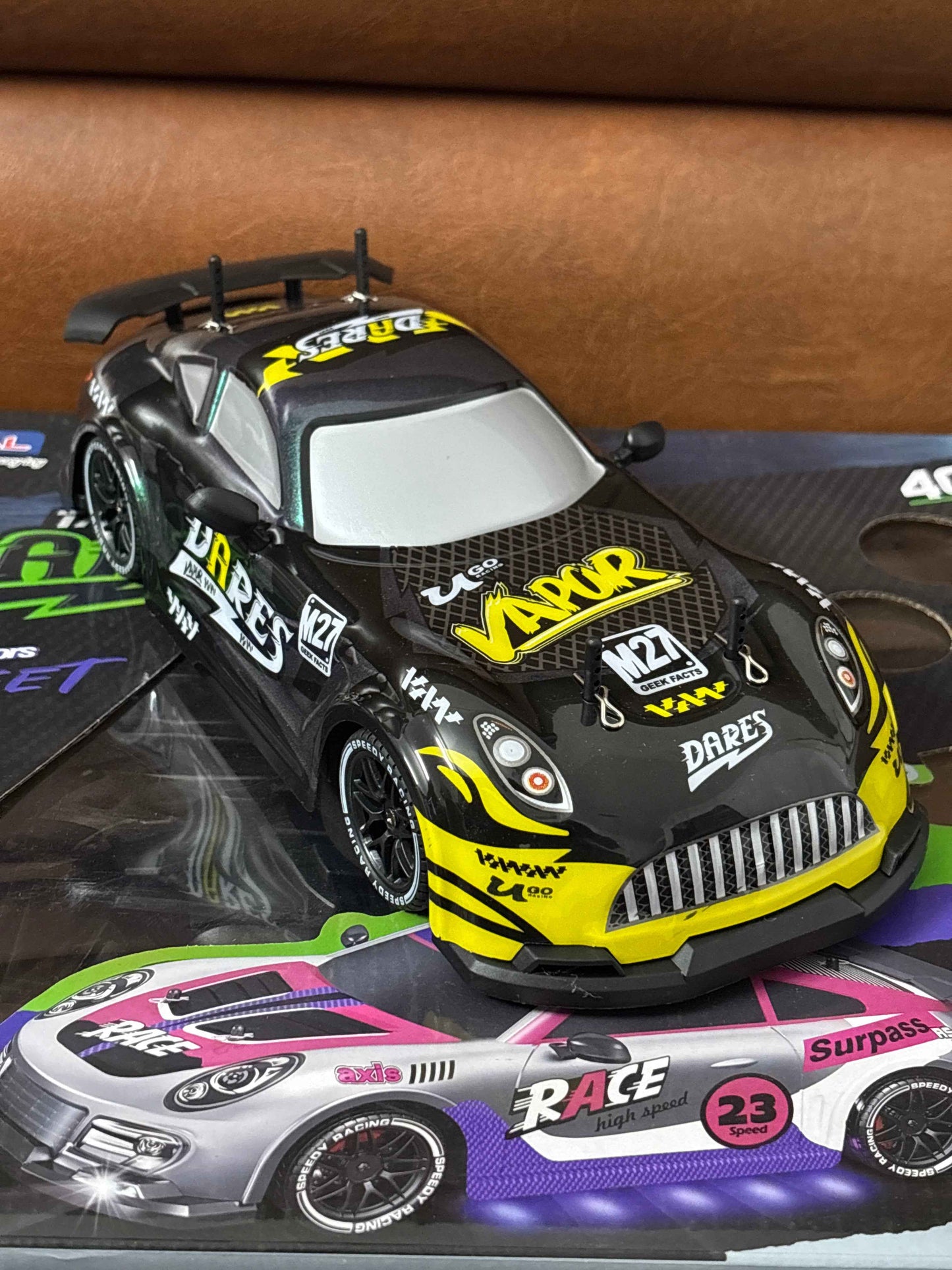 RC Drift Car 1:16 Scale 2.4GHz 4WD High Speed Remote Control Car with LED Lights, Extra Tires & Rechargeable Battery – Racing Sport Vehicle Toy for Kids, Boys, Girls & Adults