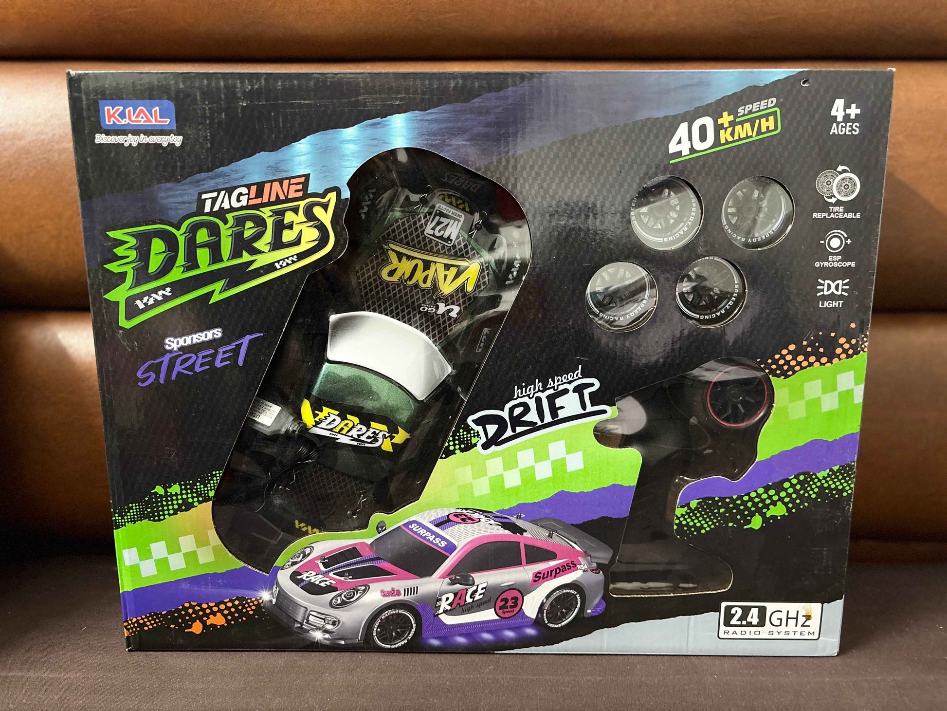RC Drift Car 1:16 Scale 2.4GHz 4WD High Speed Remote Control Car with LED Lights, Extra Tires & Rechargeable Battery – Racing Sport Vehicle Toy for Kids, Boys, Girls & Adults