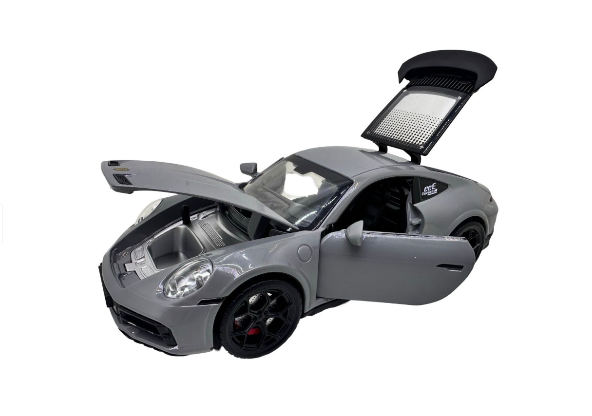 Porsche Turbo grey model 1:22 scale with lights, sounds and steam effect