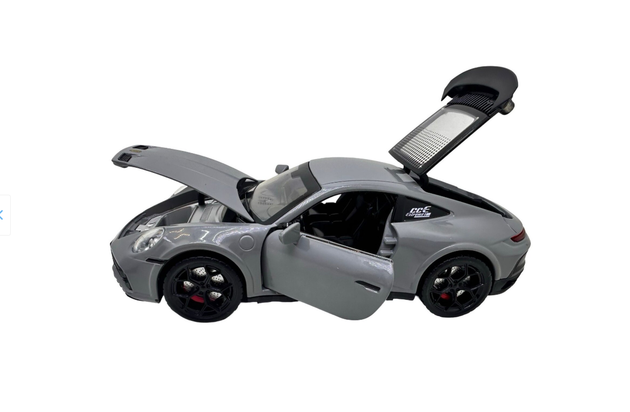 Porsche Turbo grey model 1:22 scale with lights, sounds and steam effect