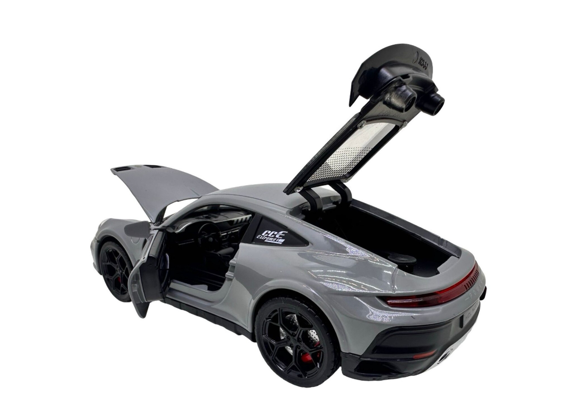 Porsche Turbo grey model 1:22 scale with lights, sounds and steam effect