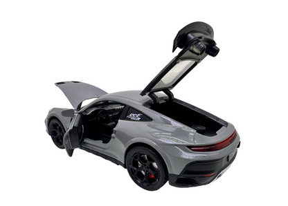 Porsche Turbo grey model 1:22 scale with lights, sounds and steam effect