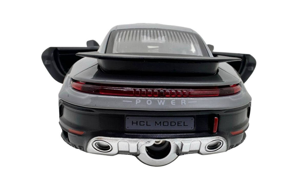 Porsche Turbo grey model 1:22 scale with lights, sounds and steam effect