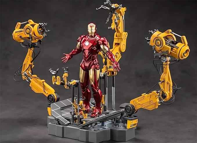 ZD Toys Collectible Figure Full Set: Iron Man Hero Mark IV with Suit-up Gantry, 1:10 Scale Miniature Action Figurine CJTMK4